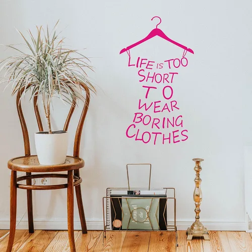 Vista 4 de Proverb Series Life Is Too Short to WearFashion Lady's - Vinilo removible para decoración de pared, calcomanía mural con texto en inglés "Life Is