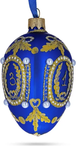 Vista 7 de 1893 Cáucaso en cristal de huevo real azul adorno 4 pulgadas Hand Painted in Ukraine, German Glass, Italian Paints, Hanging Ribbon, Gift Tag, Gift