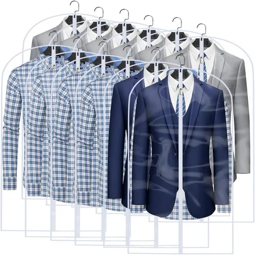 Vista 27 de Bolsas transparentes para colgar ropa de viaje (juego de 6) bolsas de traje para almacenamiento de ropa, bolsas de almacenamiento de ropa, funda