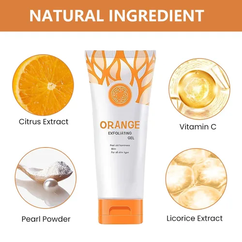 Vista 3 de Gel exfoliante naranja para la cara y el cuerpo de la piel, gel para exfoliar la cara, limpieza profunda, hidratante facial, crema facial natural