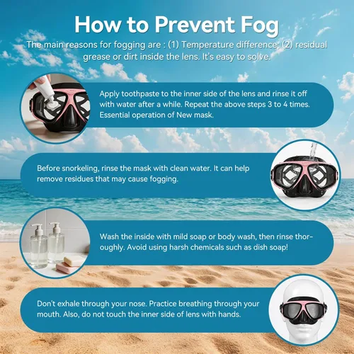 Vista 7 de COPOZZ Máscara de buceo juvenil, bajo volumen, sin empañamiento, esnórquel, buceo, gafas de buceo, máscara de vidrio templado, gafas de buceo sin