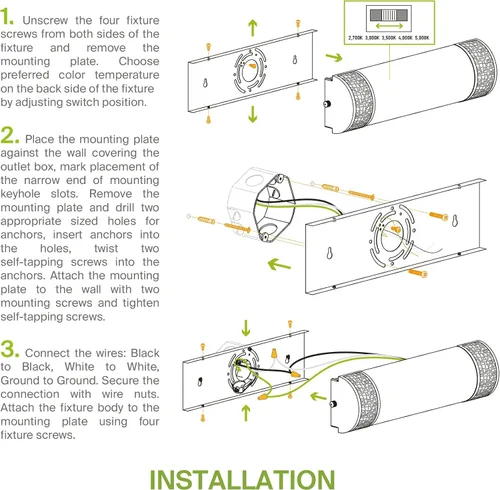 Vista 8 de ASD Lámpara LED de Tocador de Baño de 18 Pulgadas, 5CCT 2700K-5000K 20W, Accesorios de Luz de Baño Regulables, Luces de Tocador Modernas