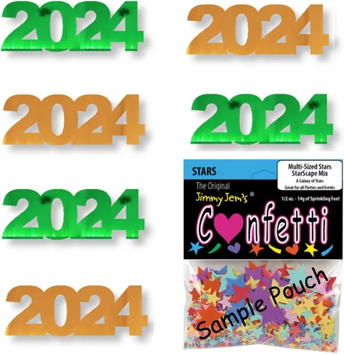 Vista 27 de Confetti Year 2024 Negro, Azul Royal Combo - 2 bolsas de media onza (1 oz)
