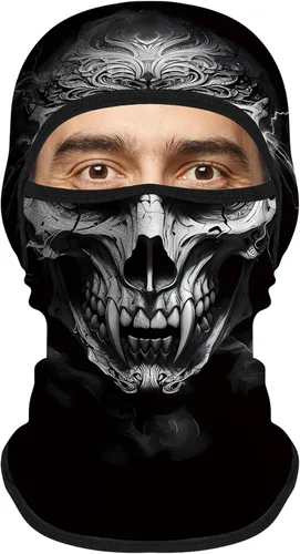 Vista 14 de Pasamontañas para hombres y mujeres, para verano, motocicleta, ciclismo, pesca Calavera 04