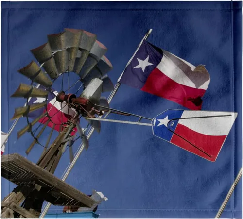 Vista 7 de 3dRose Danita Delimont – Texas – Texas Panhandle, Amarillo Old Bomba de agua, banderas – us44 wbi0069 – Walter Bibikow – Toalla
