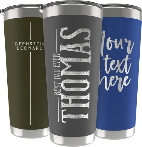 Vista 26 de Regalos personalizados para hombres, 30 onzas, vasos personalizados con tapa, azul marino, tazas de café de viaje aisladas, juego de popote