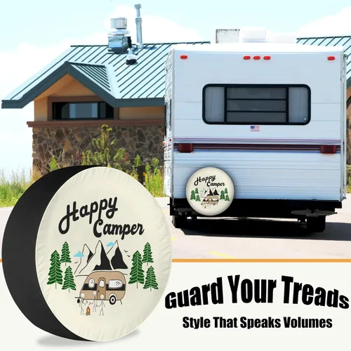 Vista 2 de Cubiertas para neumáticos de remolque de cámper On Cloud Nine para campamento, resistente a la intemperie, ajuste universal para caravana, remolque