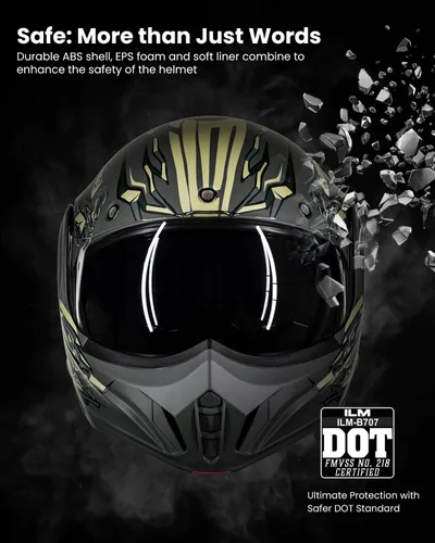 Vista 6 de ILM Casco modular de motocicleta vintage de cara completa para adultos y hombres, ATV UTV con protector de barbilla reversible de 180° DOT