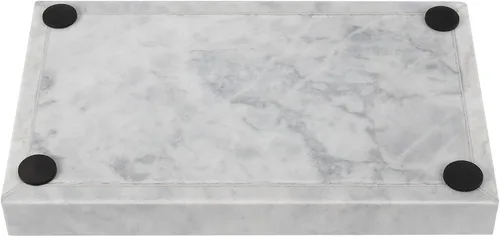 Vista 4 de JEUIHAU Bandeja de mármol de 9.8 x 5.9 x 1.2 pulgadas, bandeja de piedra de mármol natural antideslizante, bandeja rectangular decorativa