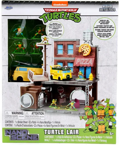 Vista 12 de Teenage Mutant Ninja Turtles Turtle Lair Nano Scene con figuras coleccionables fundidas a presión de 1.65 pulgadas, juguetes para niños y adultos
