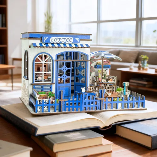 Vista 8 de Kit de rincón de libro, kit de casa en miniatura para adultos y adolescentes, rompecabezas de madera 3D, decoración de estantería de biblioteca, kit