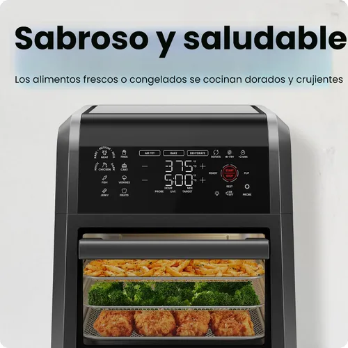 Vista 3 de CHEFMAN ExacTemp™ - Freidora de aire 5 en 1 de 12 cuartos de galón con termómetro de cocción inteligente integrado, 28 ajustes preestablecidos