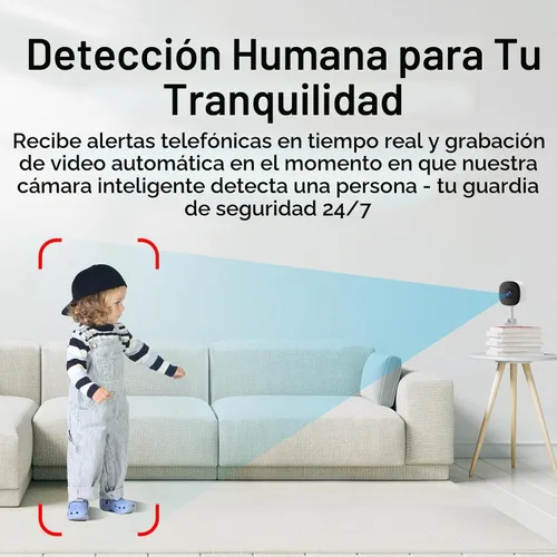 Vista 6 de EVERSECU Cámara de seguridad magnética 2K para el hogar, visión nocturna, cámara compacta para mascotas con aplicación de teléfono, detección