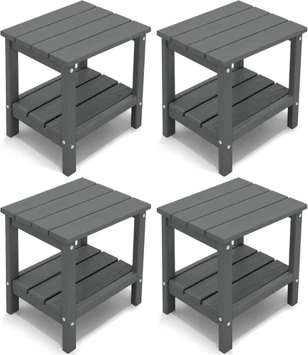 Vista 14 de KINGYES Mesa auxiliar doble, mesa auxiliar Adirondack, color azul marino