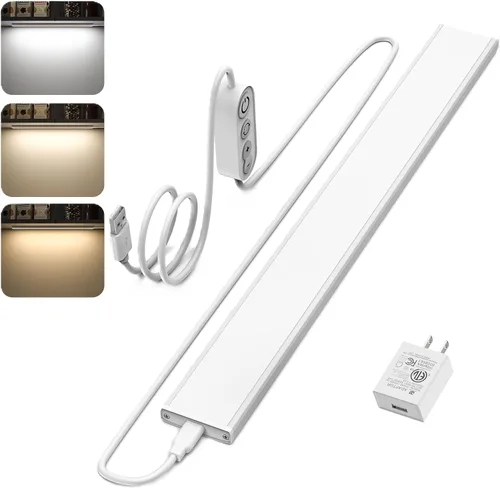 Vista 11 de ASOKO Iluminación LED regulable con sensor de movimiento, 14.5 pulgadas, enchufe USB para debajo del escritorio, con 3 cambios