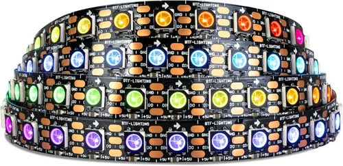 Vista 11 de SEZO WS2812B ECO Tira de luz LED 16.4 pies/5M 60 LED/m 300 píxeles, direccionable individualmente, programable, 5050SMD, RGB, aleación, cables Negro