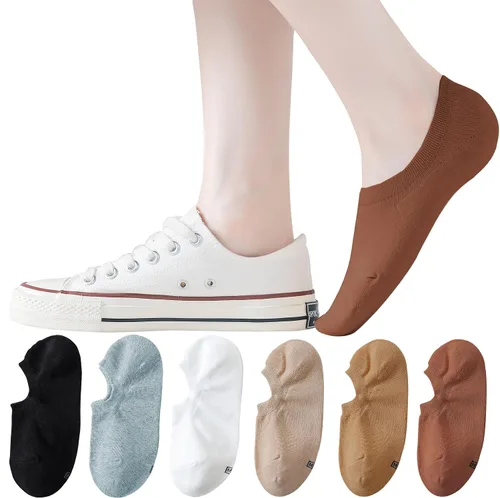 Vista 15 de Calcetines invisibles de algodón para mujer, de corte bajo, planos, 12