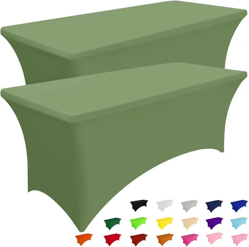 Vista 20 de Smiry Paquete de 2 Manteles de Spandex de 6 Pies, Manteles Elásticos Ajustables Extensibles, Lavables y Sin Arrugas, Cubierta Rectangular para Mesa