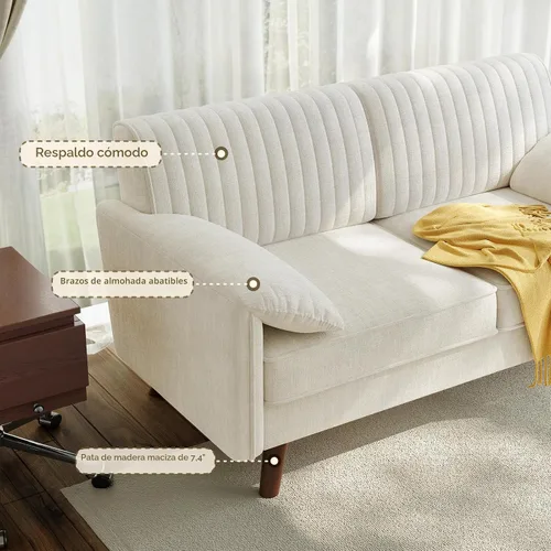Vista 9 de ONBRILL Sofá Loveseat de 64.5", Sofá Loveseat de Chenilla para Sala de Estar, Asiento Profundo de 23.2" Love Seat con Brazos Acolchados, Cómodos