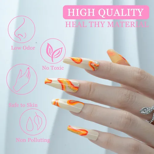 Vista 5 de Eodci - Juego de esmalte de gel para arte de uñas, 12 colores negro, blanco, rosa intenso, amarillo, verde con purpurina, esmalte de gel para otoño