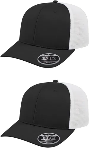 Vista 69 de Cap America i8502 Flexfit 110 Premium - Gorra de camionero de perfil medio con 6 paneles de malla trasera con protección UV y cierre ajustable