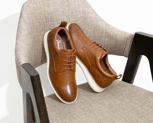 Vista 4 de Jousen Zapatos de vestir para hombre, estilo Oxford, informales, retro, clásicos, cómodos, formales, Derby, de negocios, para hombre