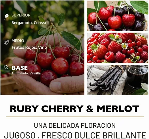 Vista 2 de HomeLights Velas perfumadas – Tarro grande de aromaterapia, cera de soja natural, 130 horas de combustión, cereza rubí y merlot