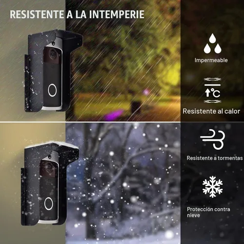 Vista 2 de Cubierta de lluvia para timbre de puerta, antirreflejos, de acero, con bloqueo de clima, protección solar para la mayoría de timbres de video