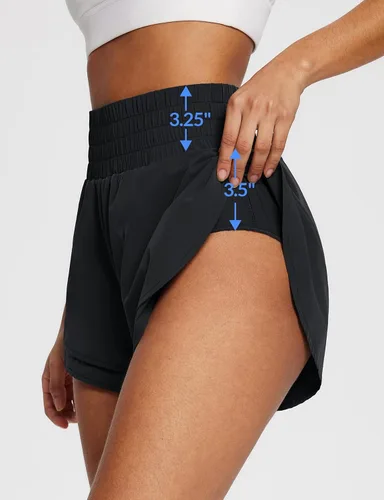 Vista 3 de baleaf Pantalones cortos de entrenamiento de 3 pulgadas para mujer, de cintura alta, atléticos, con forro, ligeros, de secado rápido A-Negro