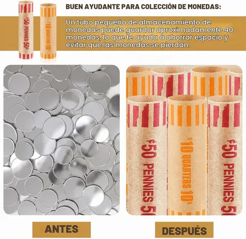 Vista 4 de Outus 192 unidades de rollos de envoltorios de monedas preformados surtidos Colorido