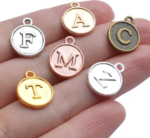 Vista 7 de Aylifu 156 dijes de letras del alfabeto A-Z, colgantes de letra mayúscula para collares, pulseras, joyas, manualidades, 6