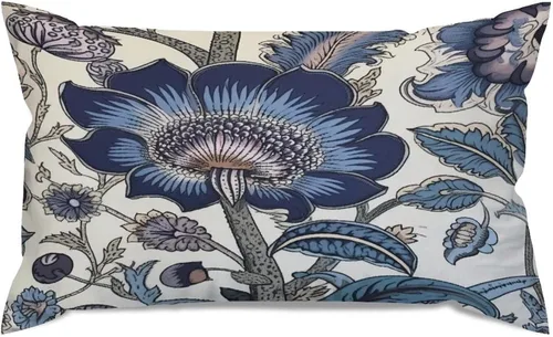 Vista 27 de Chinoiserie - Fundas de almohada decorativas de porcelana azul y blanca con patrón de edificios de estilo chino de 12 x 20 pulgadas, fundas de cojín