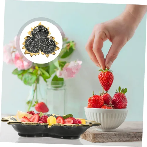 Vista 7 de Luxshiny Bandeja de fruta, bandeja para anillos, bandejas de tocador, bandeja de cerámica fina para baratijas, plato decorativo para anillos