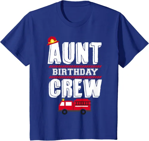 Vista 59 de Aunt Birthday Crew Fire Truck Fireman - Camiseta para fiesta de acogida, Negro, S