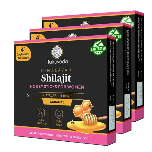 Vista 13 de Natruveda, Palitos de miel Shilajit del Himalaya para hombres y mujeres – 75% más de ácido fúlvico y oligominerales – Miel cruda, azafrán y resina