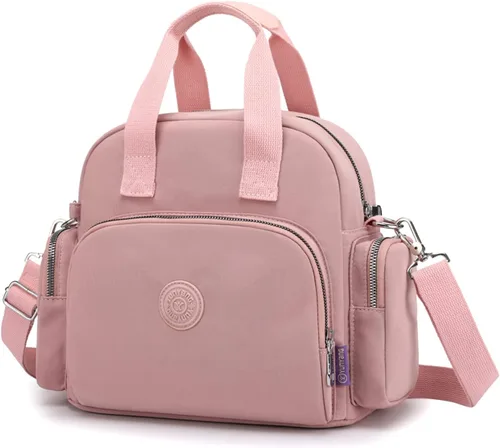 Vista 12 de PORRASSO Mochila para mujer, bolso de hombro multifuncional con puerto de carga USB, bolso cruzado de nailon para trabajo, viajes, citas, negro