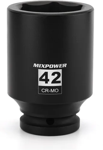 Vista 8 de MIXPOWER Zócalo de impacto poco profundo de 3/4", 1.181 in, CR-MO, métrico, 6 puntos, tuerca de eje de grado de impacto para una fácil extracción