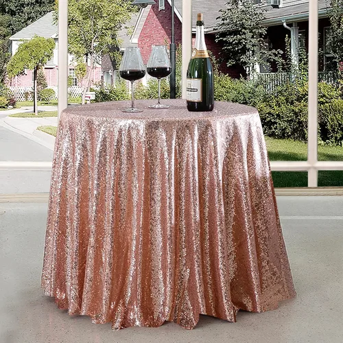 Vista 14 de Manteles redondos de lentejuelas negros para fiestas, de 121,9 cm, mantel redondo de purpurina ajustado, pequeño, lindo y dulce, para boda