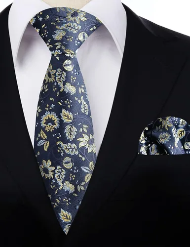 Vista 67 de Alizeal Mens 3.15inches Leaf Flower Pattern Tie with Floral Pocket Square Set