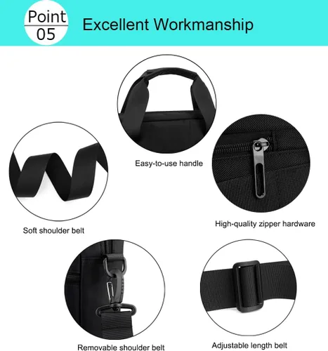Vista 6 de zhongningyifeng Maletín para laptop de 14 pulgadas para hombres y mujeres, impermeable, de nailon, ligero, para el hombro, para negocios, oficina
