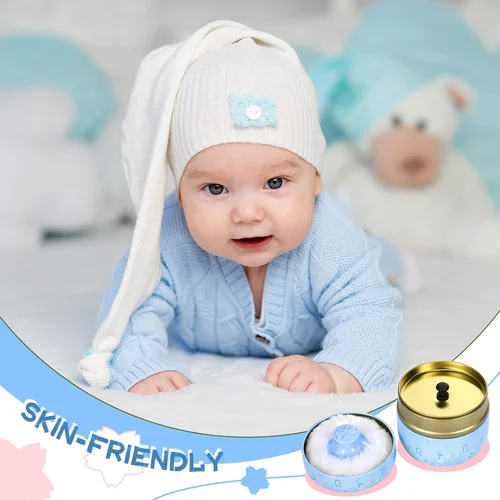 Vista 6 de Zopeal Kit de soplo de polvo para polvo, contenedor de cosméticos para el cuerpo, contenedor suave para bebés y mujeres, viaje a casa, caja