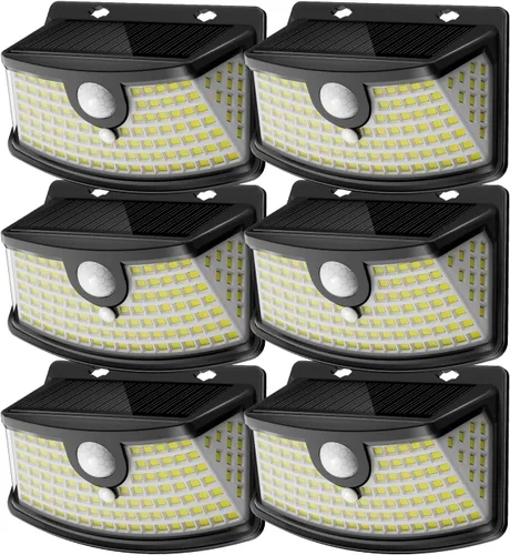 Vista 22 de Aootek Luces solares con sensor de movimiento, 120 luces LED con reflector de luces, gran angular de 270°, impermeable IP65, luces de paso