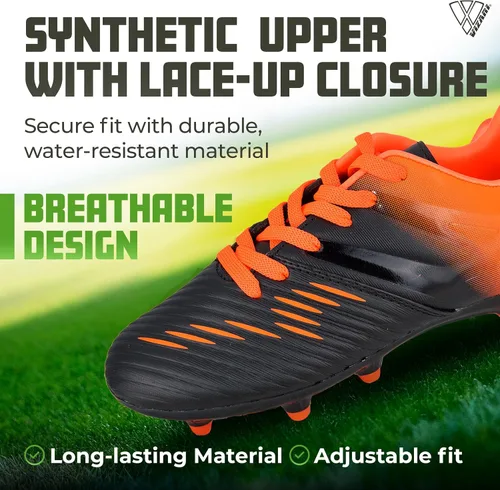 Vista 2 de Vizari Liga FG - Botines de fútbol para niños, 100% sintéticos, para un uso cómodo, zapatos de fútbol de dos tonos resistentes al agua con forro
