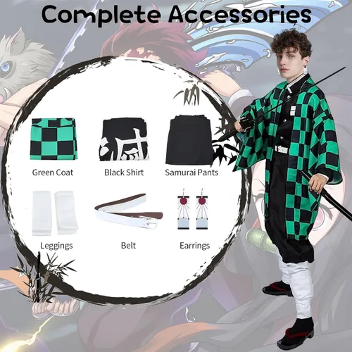 Vista 3 de Kitimi Kamado Anime Cosplay Costume Kimono Outfit, Anime Costume Adult Halloween Costume, Halloween Costume for Women Men