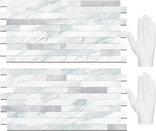 Vista 7 de STICKGOO 2 Hojas de Azulejos Adhesivos Despegables para Salpicadero, Azulejos Adhesivos para Salpicadero de Cocina y Baño, Aspecto de Madera Negro