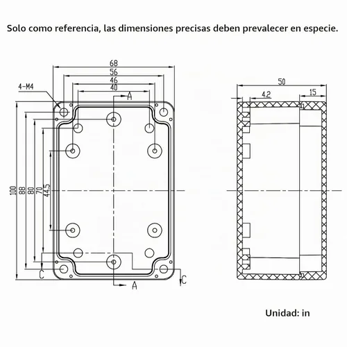 Vista 7 de Caja de conexiones plástica electrónica del ABS de la prenda impermeable IP65 de Pinfox del proyecto Negro