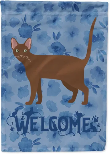Vista 21 de Caroline's Treasures CK4813CHF - Bandera de bienvenida con gato abisinio azul, manga grande, para porche, para colgar en la pared, poliéster