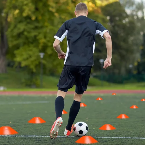 Vista 5 de JellyArch Equipo de entrenamiento de agilidad, entrenamiento de velocidad de fútbol, incluye 4 bastones de agilidad de fútbol ajustables, 4
