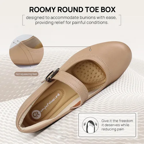 Vista 3 de Ortho+rest Zapatos Mary Janes para juanetes, zapatos de vestir ortopédicos, tacones bajos y gruesos, bombas de trabajo