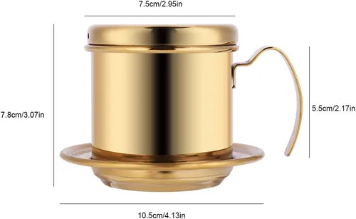 Vista 8 de Filtro de café vietnamita, cafetera gotera, taza de prensa portátil de acero inoxidable, infusor manual para oficina, hogar, cocina, campamento